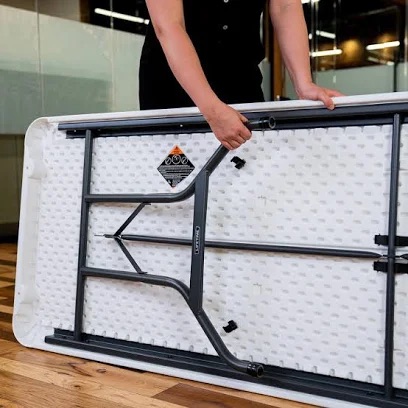 8-foot folding table folding flat for transport
